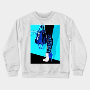 Blue Fashion Boots by Cindy Rose Studio Crewneck Sweatshirt